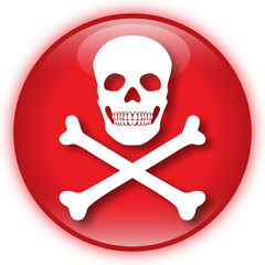 Button Piratenzeichen / rund / rot / Vektor / freigestellt