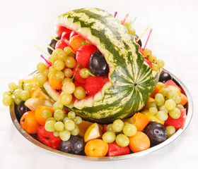 fruit salad in watermelon