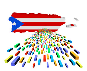 Puerto Rico map flag with containers illustration