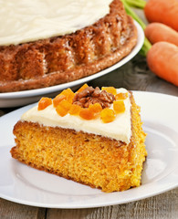 Piece of carrot cake with icing