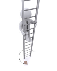 Businessman on ladder is being sabotaged