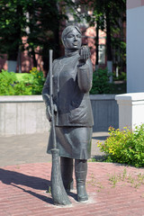 Monument of woman street sweeper in Gomel, Belarus
