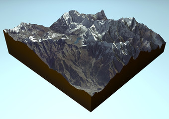 Annapurna vista satellitare, Montagna Himalaya © Naeblys