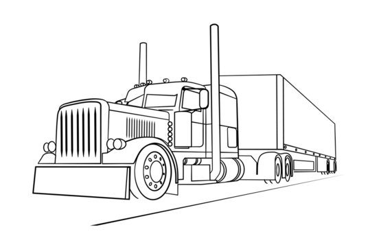 drawing of the truck transporting a load