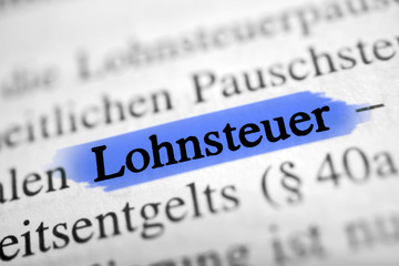 Fototapeta premium Lohnsteuer - blau markierter Text