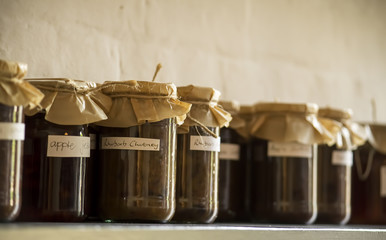 Glass jars on a shelf