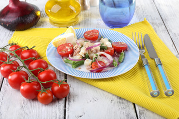 Fresh breakfast consisting of vegetable salad served