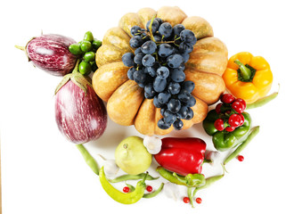 Fresh organic vegetables, isolated on white