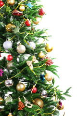 Decorated Christmas tree closeup