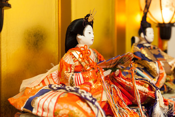 Hina Dolls at the Girls' Festival, peach festival, in Japan