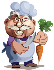 The cook with a knife and carrot