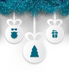 Fototapeta na wymiar Christmas paper balls with decoration design elements