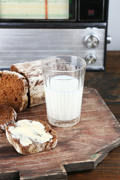 Rye bread and glass of milk