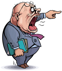 Boss. Screaming angry man pointing out
