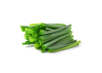 green onions on a white background