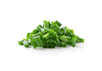 green onions on a white background