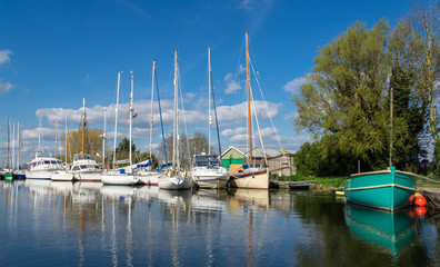 Fototapeta na wymiar Sailing Boats and Yachts on the Exeter Canal