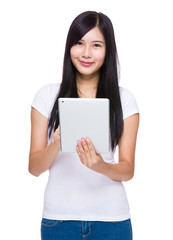 Asian woman use tablet