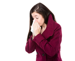Woman sneeze