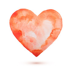 Hand draw watercolor aquarelle art paint love red heart Vector