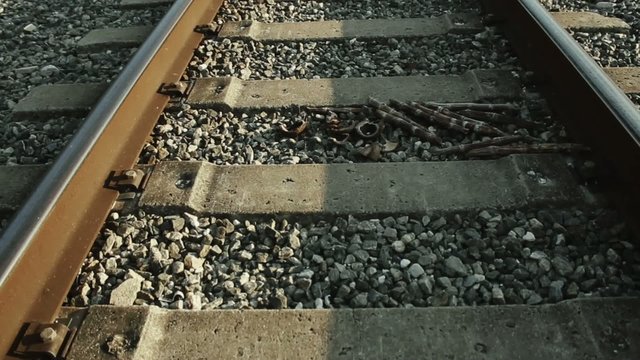 Railroad tracks at daylight