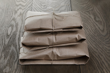 vintage style parcels wrapped with rope