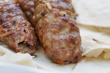 traditional shish kebab from lamb meat