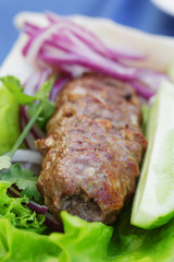 traditional shish kebab from lamb meat