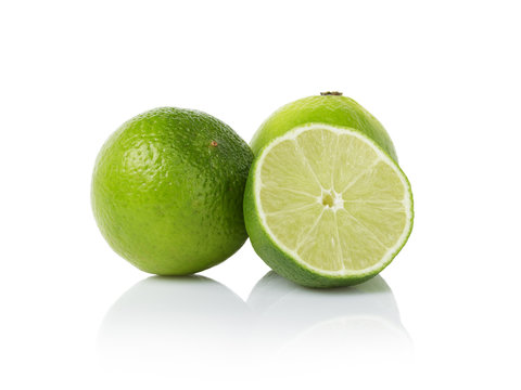 ripe limes with half