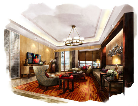 rendering painting interior,rendering living room