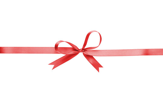 red thin ribbon with bow
