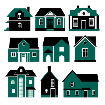 set of two colors vector buildings