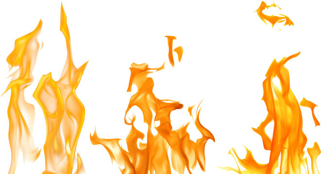 three orange fires on white illustration