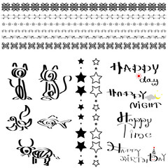 line decorative and calligraphy design vector set