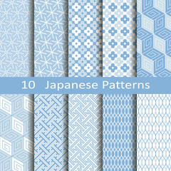 set of ten Japanese patterns