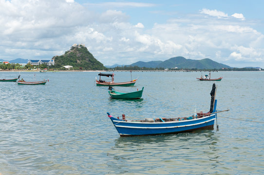 Fishing boats moored at the Gulf Prachuap, Prachuap Khiri Khan P