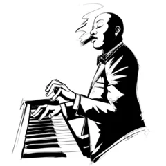 Poster Jazzpianist in zwart-wit © Isaxar