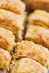 Turkish baklava,also well known in middle east, close up.