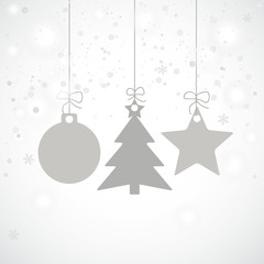 Obraz na płótnie Canvas Grey Christmas Card Stars Tree Snowfall