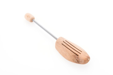 Wooden shoe tree isolated on white background