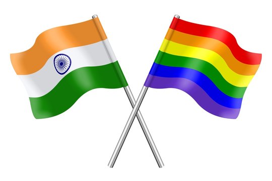 Flags: India and rainbow