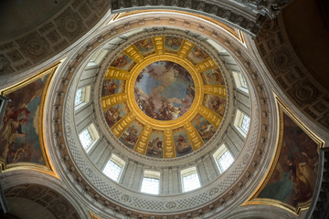 Fototapeta na wymiar Ceiling of the Invalides in Paris, France
