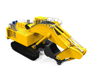 Fototapeta premium Yellow Excavator Isolated