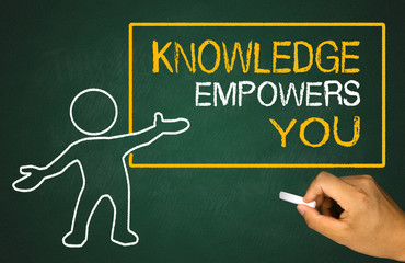 knowledge empowers you and small people on chalkboard