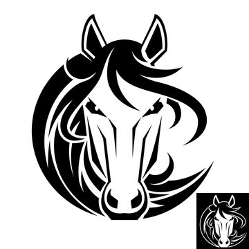 Fototapeta Horse head logo or icon. Inversion version included.