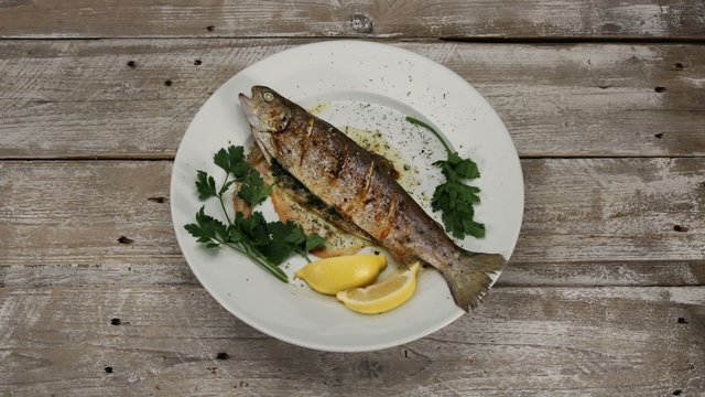 Fresh fish baked in moment - stopmotion