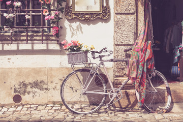 Bicycle in the street, vintage