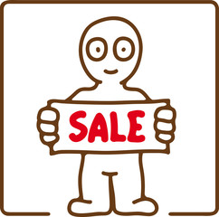 little man with a sheet of paper