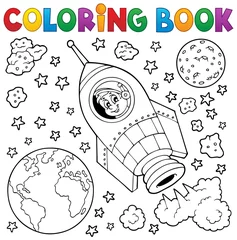 Photo sur Plexiglas Pour enfants Coloring book space theme 1