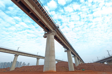 High overpass on the sky background